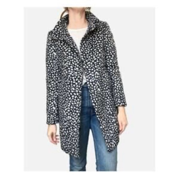 Ann Taylor Loft Women's Animal Print Long Overcoat Size S Black - Picture 2 of 7